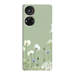 Чохол з квітковим принтом на ZTE Blade V40s (Квіти на зеленому)