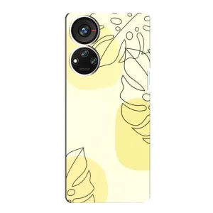 Силконовий чохол з принтом в квітах на ZTE Blade V40s (Жовта монстера арт)